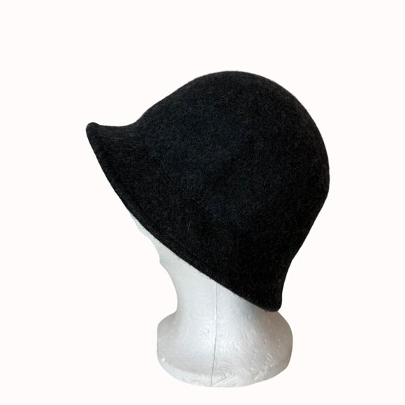 Charter Club Black Wool Cloche Womens Size M/L Vintage Style Flower Winter Hat - Picture 4 of 14